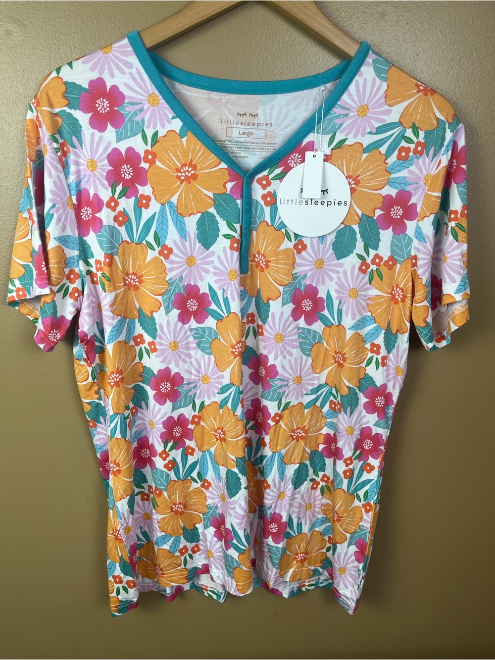 NEW Little Sleepies Beachy Blooms Floral Women's Pajama Top Large